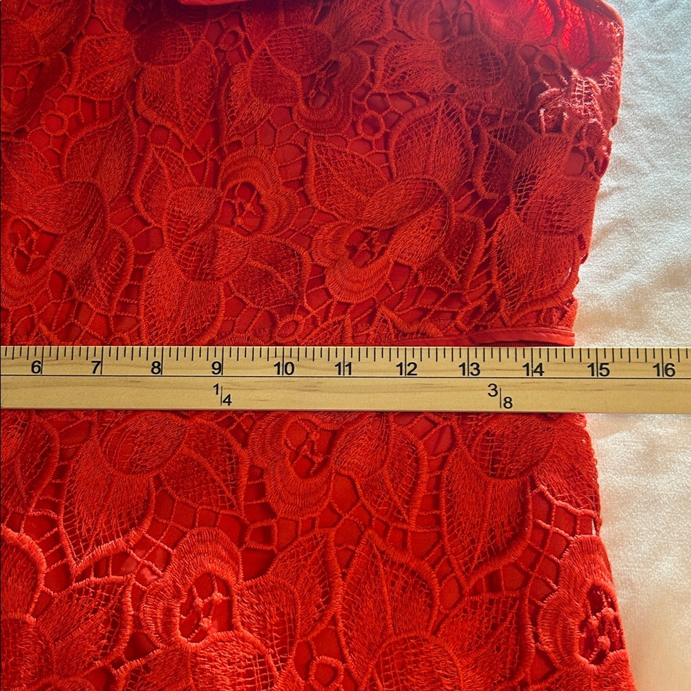 Ann Taylor Vibrant Red Lace Midi Dress - Picture 13 of 15